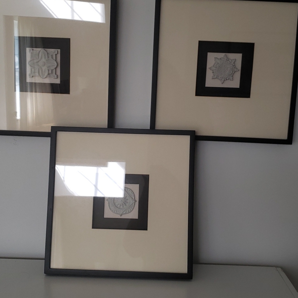 3 piece framed/matted wall art